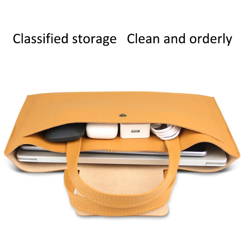 0814 15 / 16 Inch Ultra Thin Notebook Carrying Bag Anti-scratch PU Leather Laptop Handbag