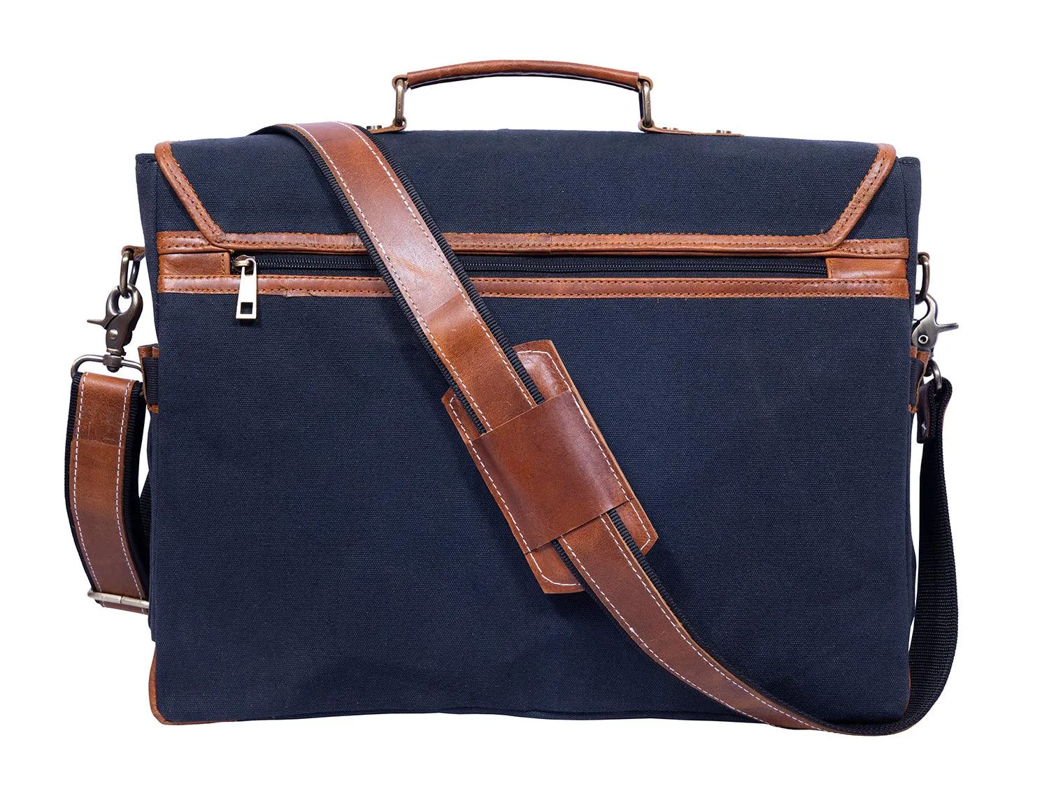 16 Inch Canvas Leather  Briefcase Computer Laptop Book Large Satchel