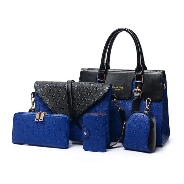 5pcs Set For Women 2019 Luxury Handbags Leather Messenger Bags Fashion Crossbody Shoulderbag Ladies Tote Clutch Bag Purse