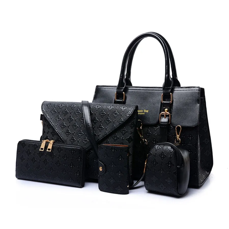 5pcs Set For Women 2019 Luxury Handbags Leather Messenger Bags Fashion Crossbody Shoulderbag Ladies Tote Clutch Bag Purse