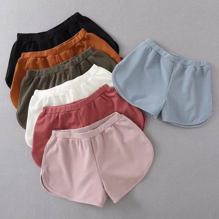 Basic Sporty Sweet Colors Thin Elastic Shorts