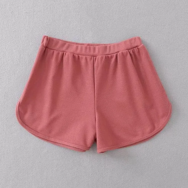 Basic Sporty Sweet Colors Thin Elastic Shorts