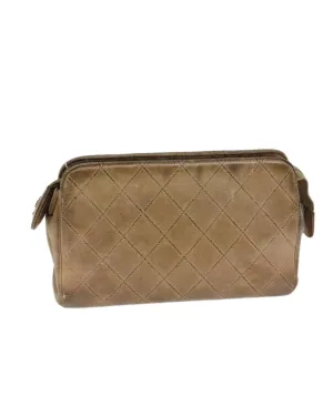 Beige Leather Pouch with CC Logo Embellishment - Authentic CHANEL