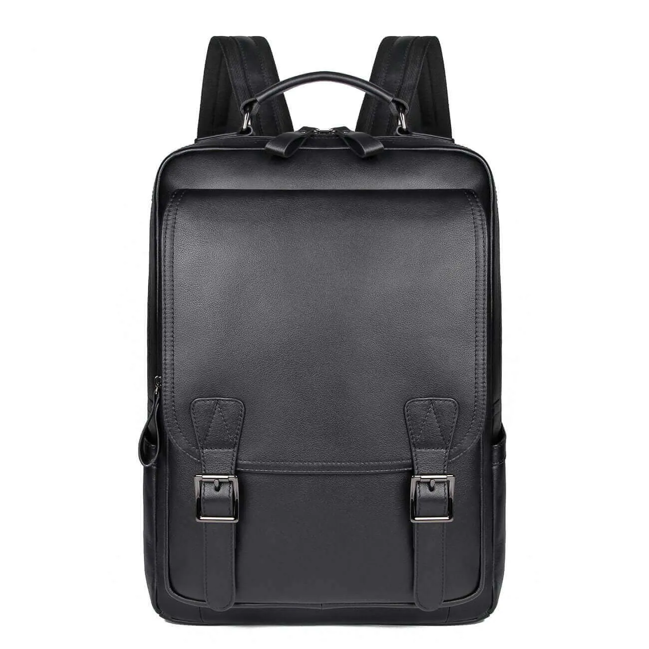 Black Leather Laptop Backpack NZ - Fits 14" Laptops