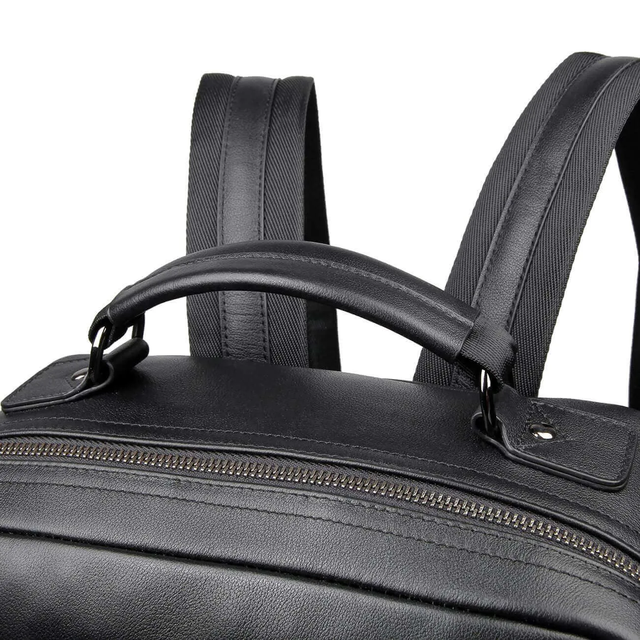 Black Leather Laptop Backpack NZ - Fits 14" Laptops