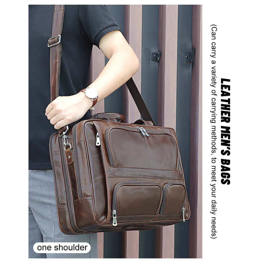 Brown Leather Laptop Bag for Business and Travel