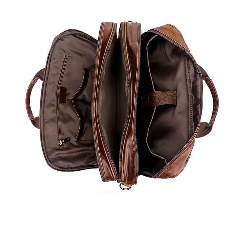 Brown Leather Laptop Bag for Business and Travel