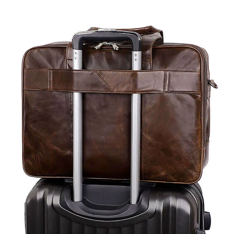 Brown Leather Laptop Bag for Business and Travel