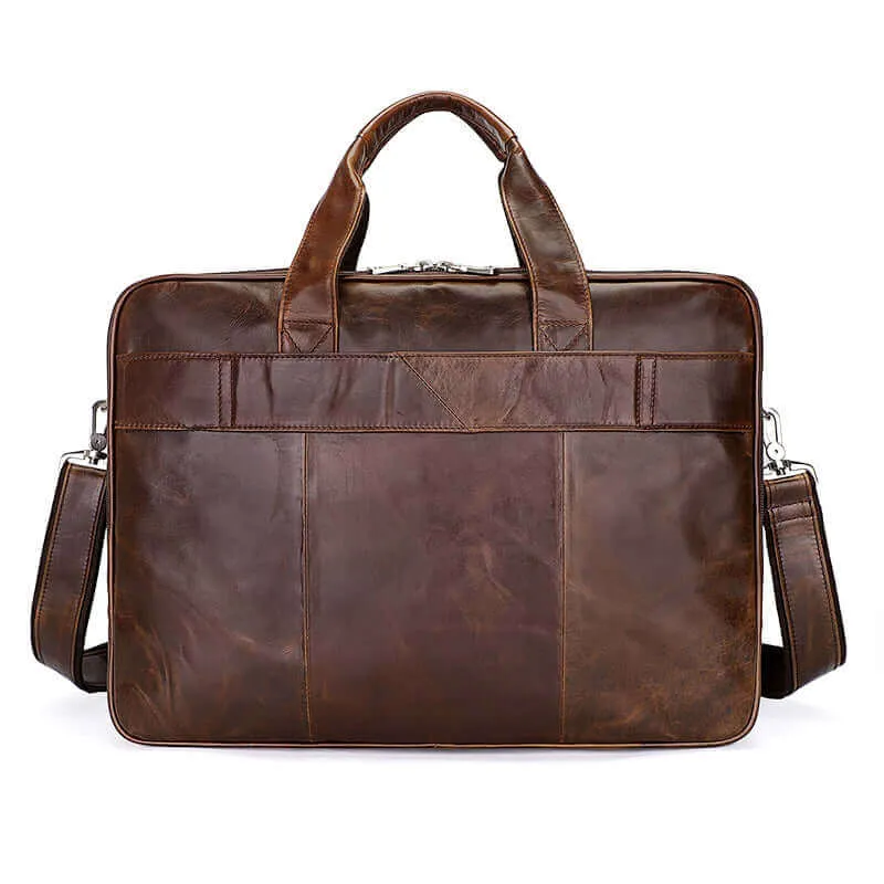 Brown Leather Laptop Bag for Business and Travel