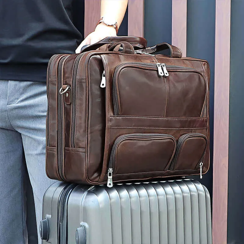 Brown Leather Laptop Bag for Business and Travel