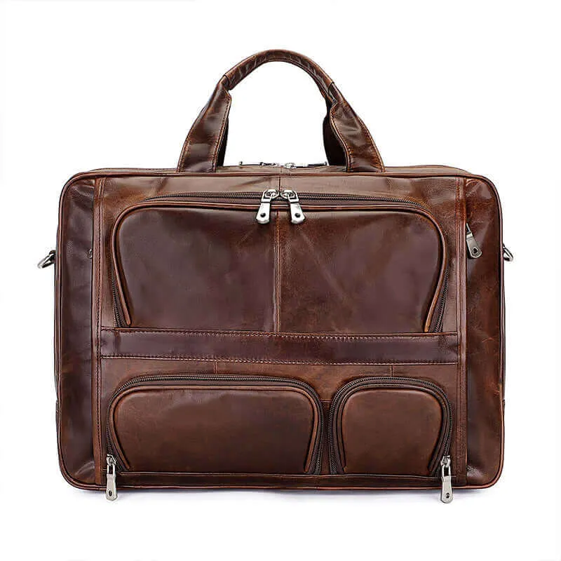 Brown Leather Laptop Bag for Business and Travel