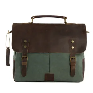 Canvas Leather Bag Briefcase Messenger Bag Shoulder Bag Laptop Bag