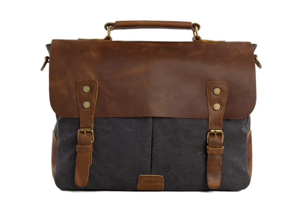 Canvas Leather Bag Briefcase Messenger Bag Shoulder Bag Laptop Bag