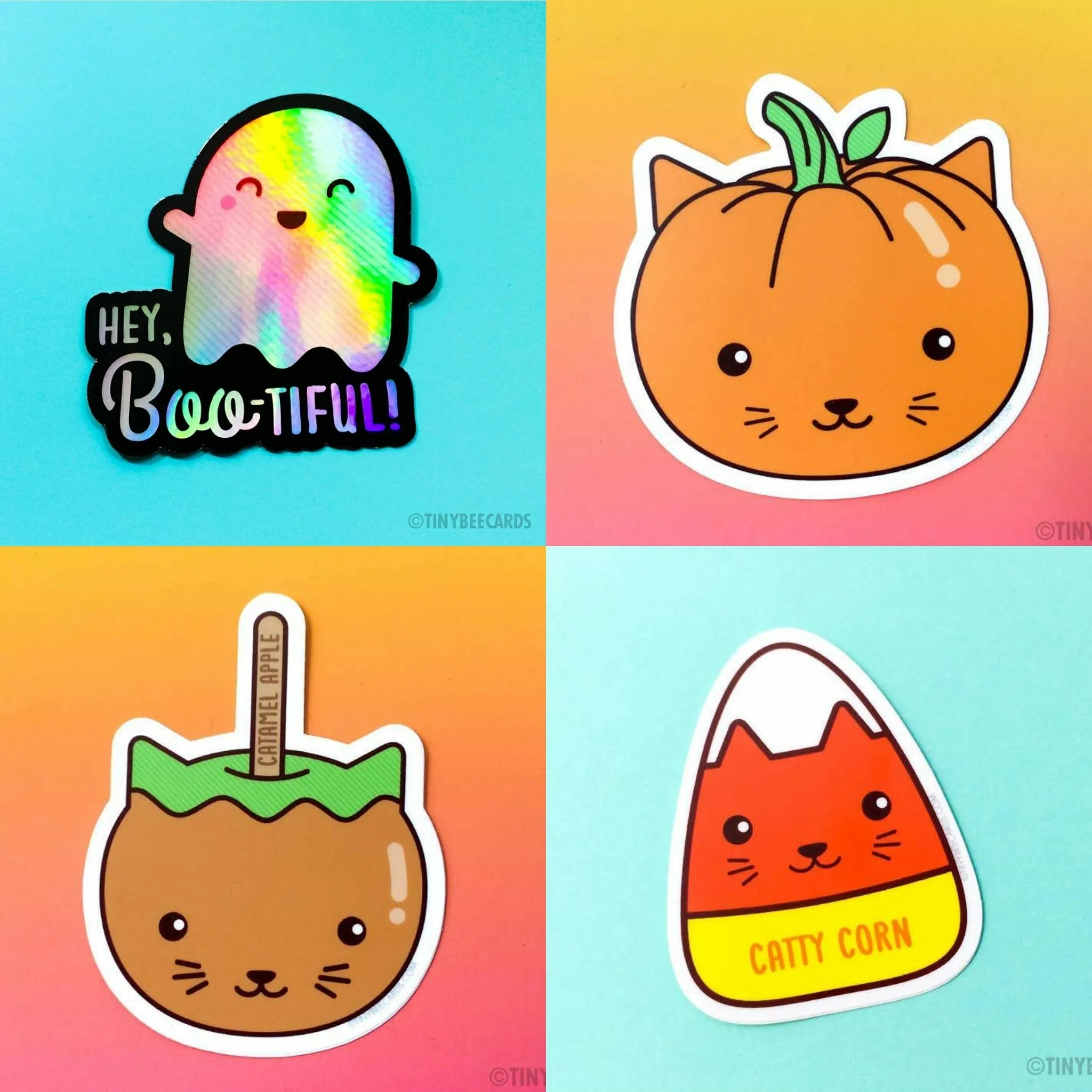 Cat Pumpkin Vinyl Sticker (Tiny Bee)