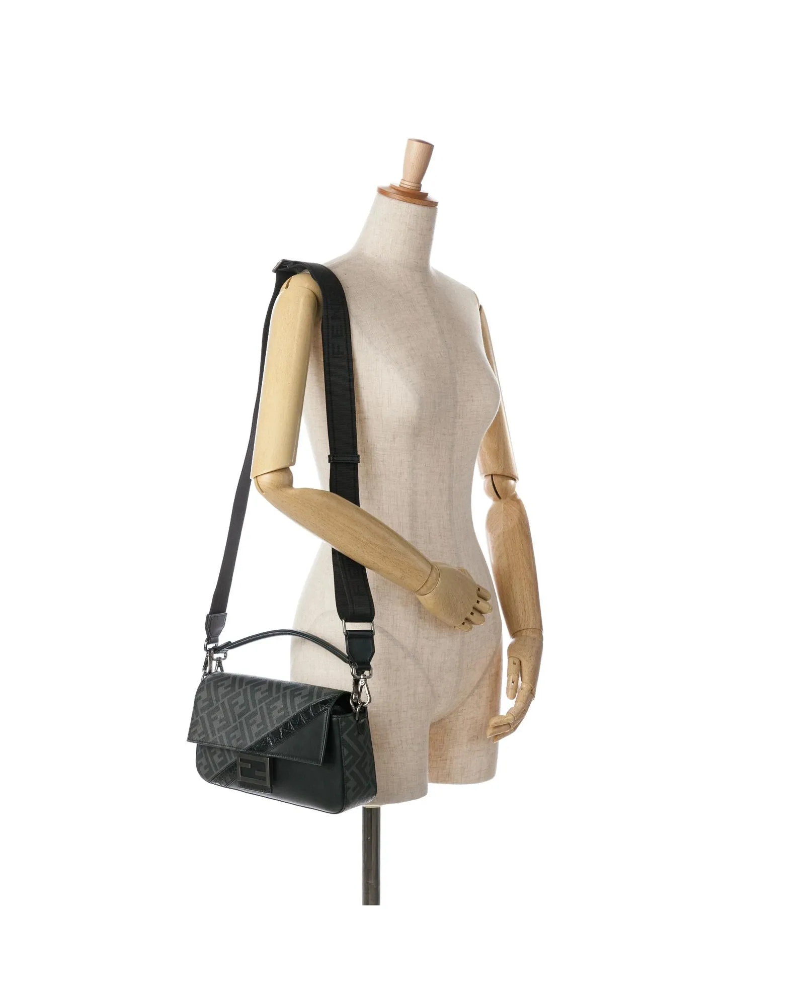 Coated Canvas and Calfskin Baguette Satchel with Detachable Straps