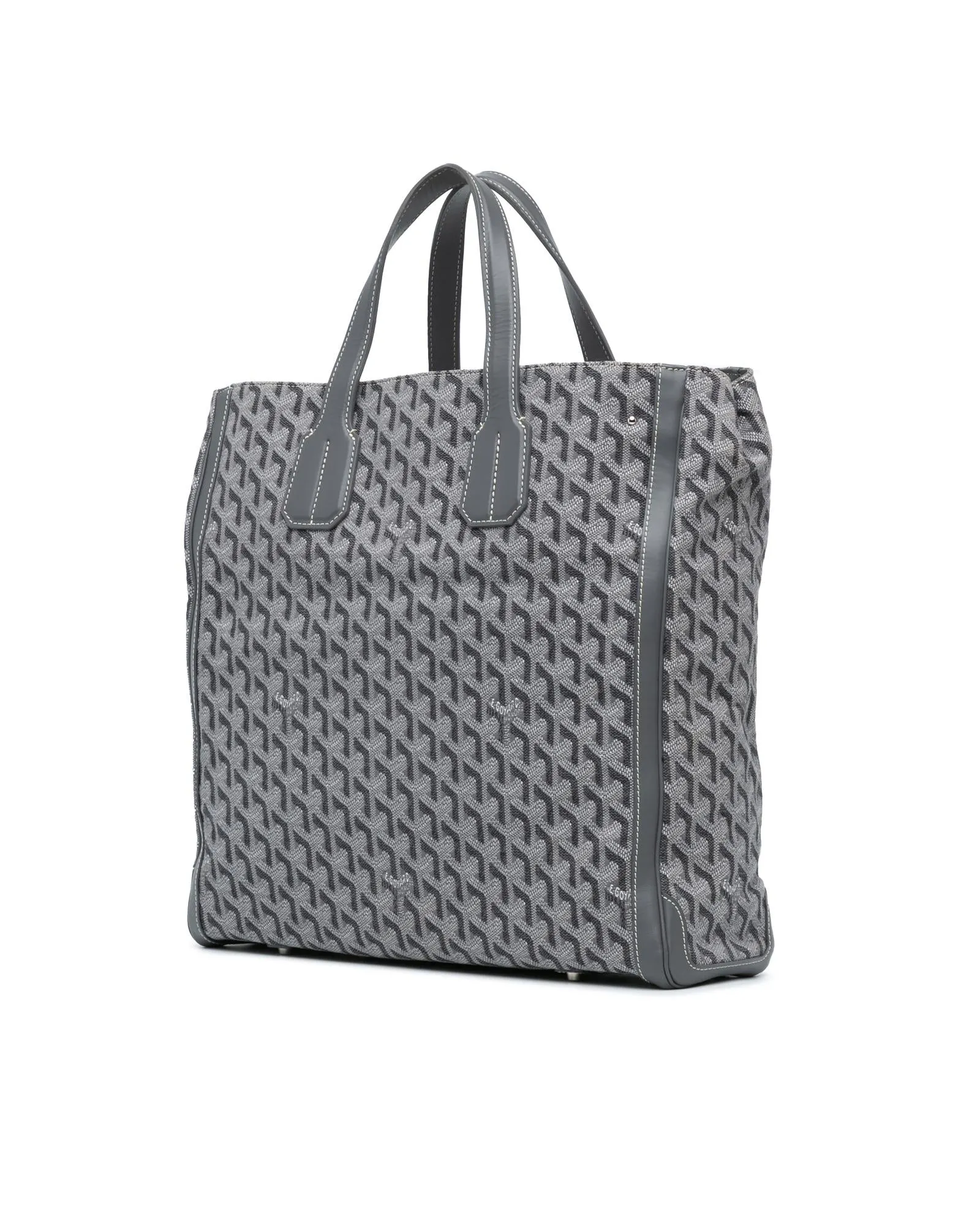 Coated Canvas Tote with Leather Handles and Detachable Strap