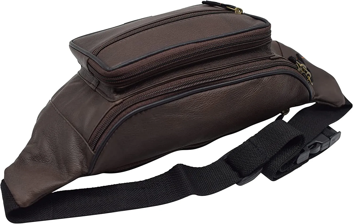 Cowhide Leather Fanny Pack Waist Bag Multifunction Hip Bum Bag Travel Pouch