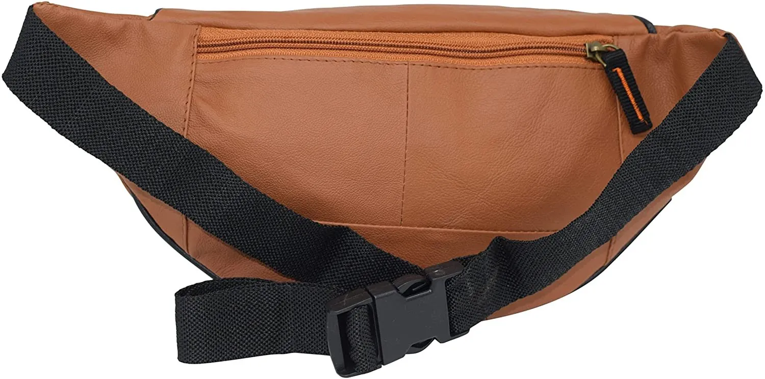 Cowhide Leather Fanny Pack Waist Bag Multifunction Hip Bum Bag Travel Pouch