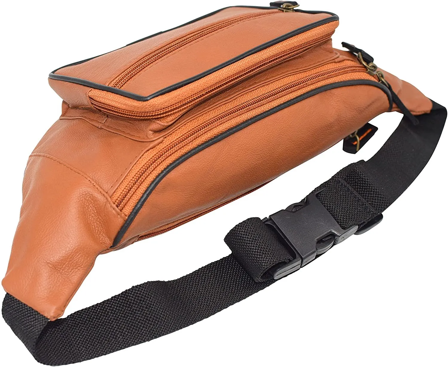 Cowhide Leather Fanny Pack Waist Bag Multifunction Hip Bum Bag Travel Pouch