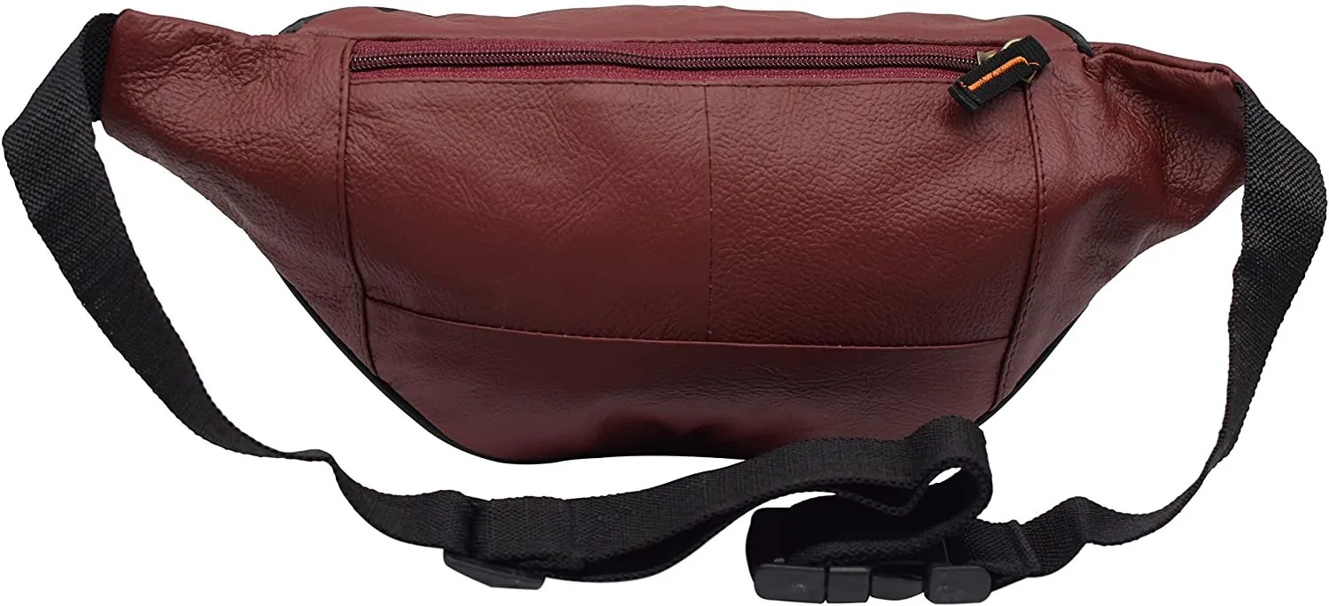 Cowhide Leather Fanny Pack Waist Bag Multifunction Hip Bum Bag Travel Pouch