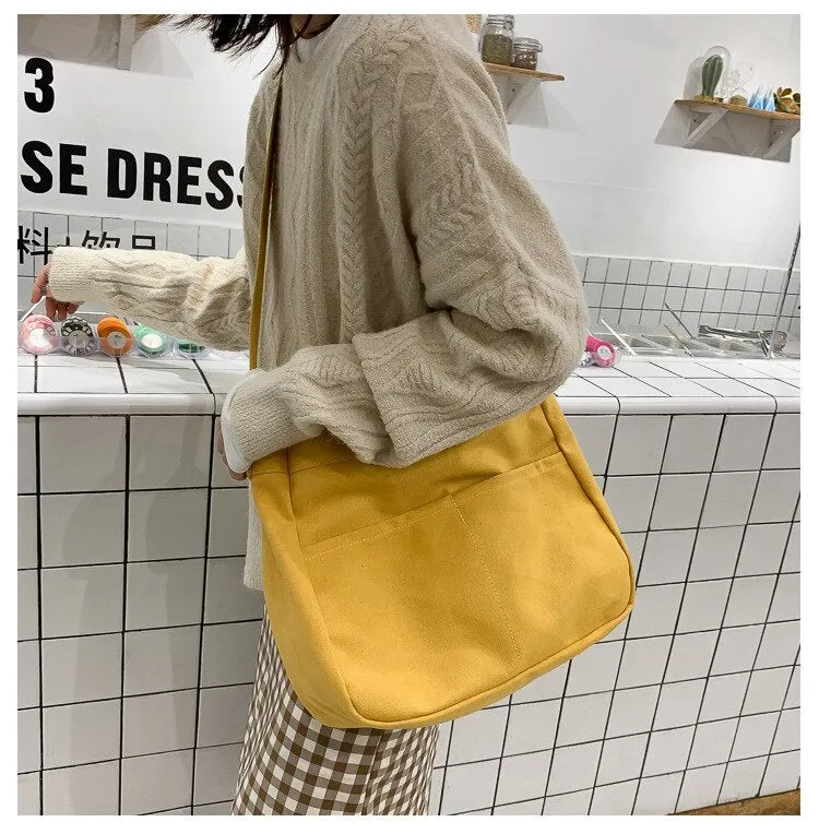 Darianrojas New Japanese Canvas Bag Women's All-match Fashion Messenger Bag Lazy Style Student One-shoulder Class Bag