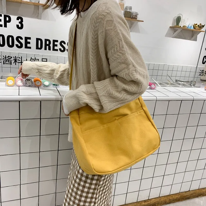 Darianrojas New Japanese Canvas Bag Women's All-match Fashion Messenger Bag Lazy Style Student One-shoulder Class Bag