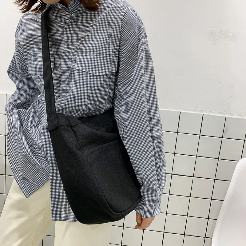 Darianrojas New Japanese Canvas Bag Women's All-match Fashion Messenger Bag Lazy Style Student One-shoulder Class Bag