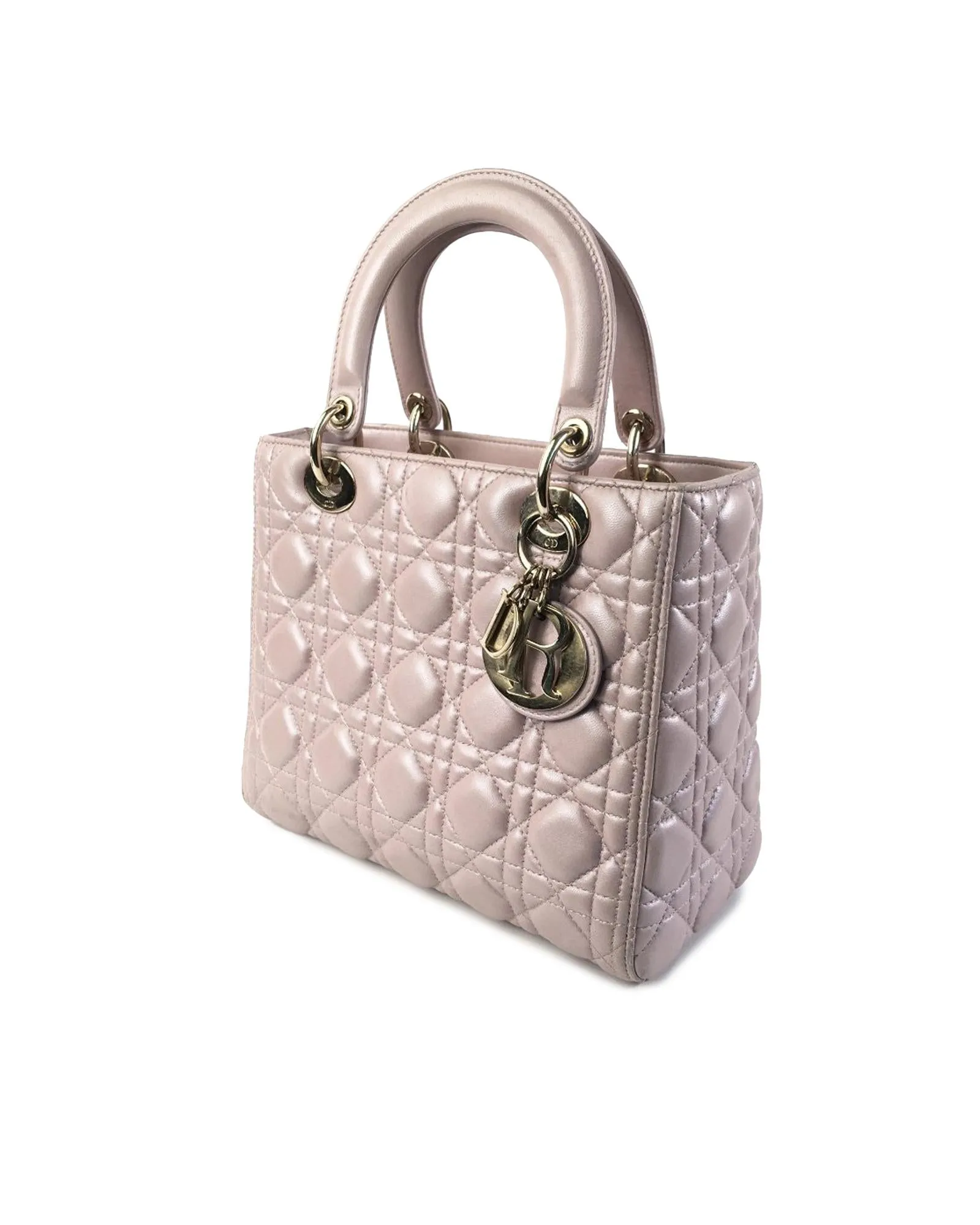 Dior Lady Dior Lambskin Leather Handbag - Pink