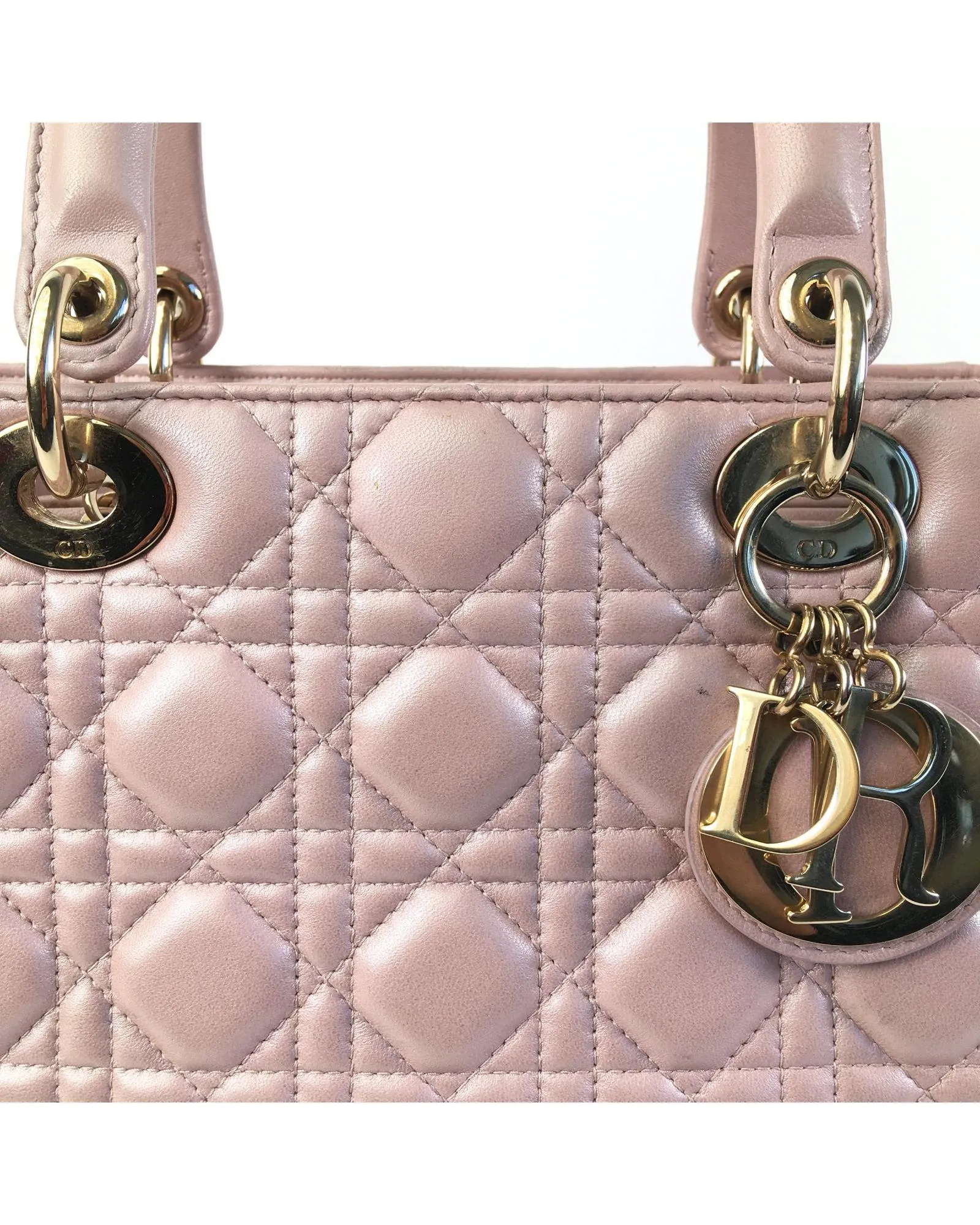 Dior Lady Dior Lambskin Leather Handbag - Pink