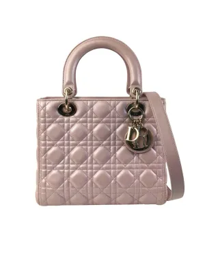 Dior Lady Dior Lambskin Leather Handbag - Pink