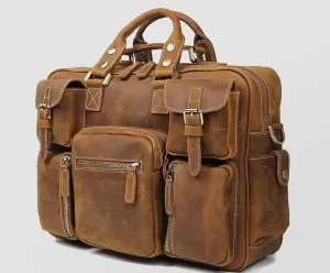 Distressed Large Leather Lenovo Mens Messenger Laptop Bag Briefcase