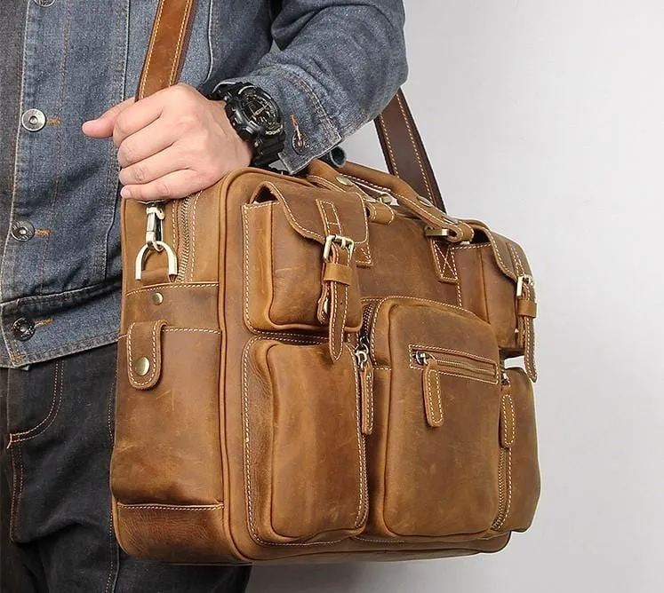 Distressed Large Leather Lenovo Mens Messenger Laptop Bag Briefcase