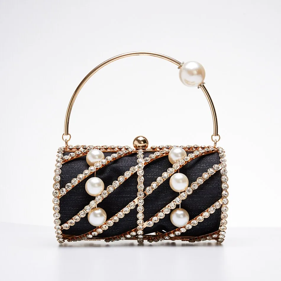 Embellished Hollow Out Metal Cage Barrel Bag