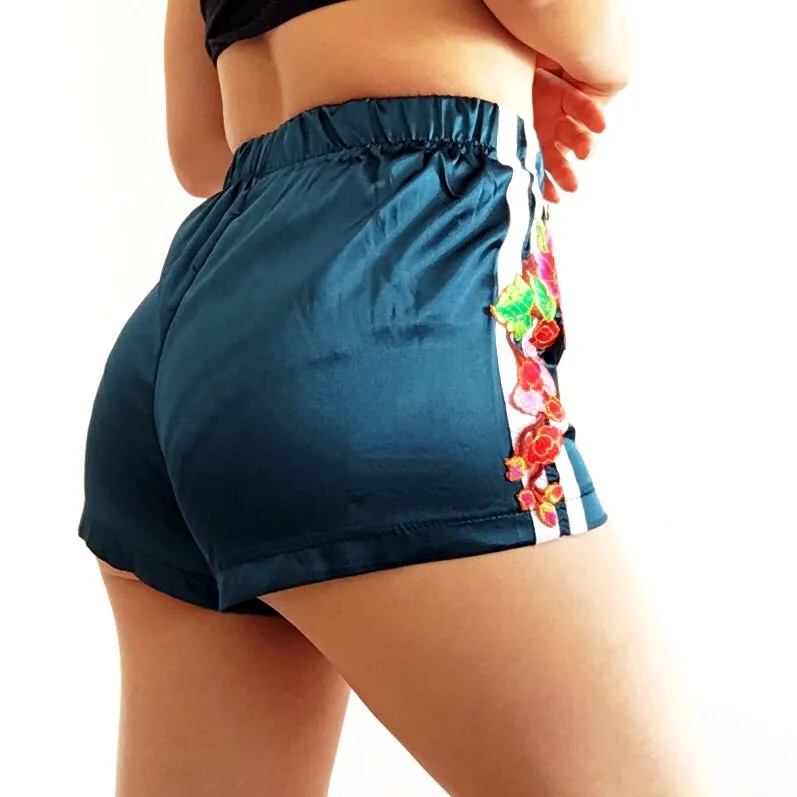 FLORAL SILKY SPORTY SHORTS