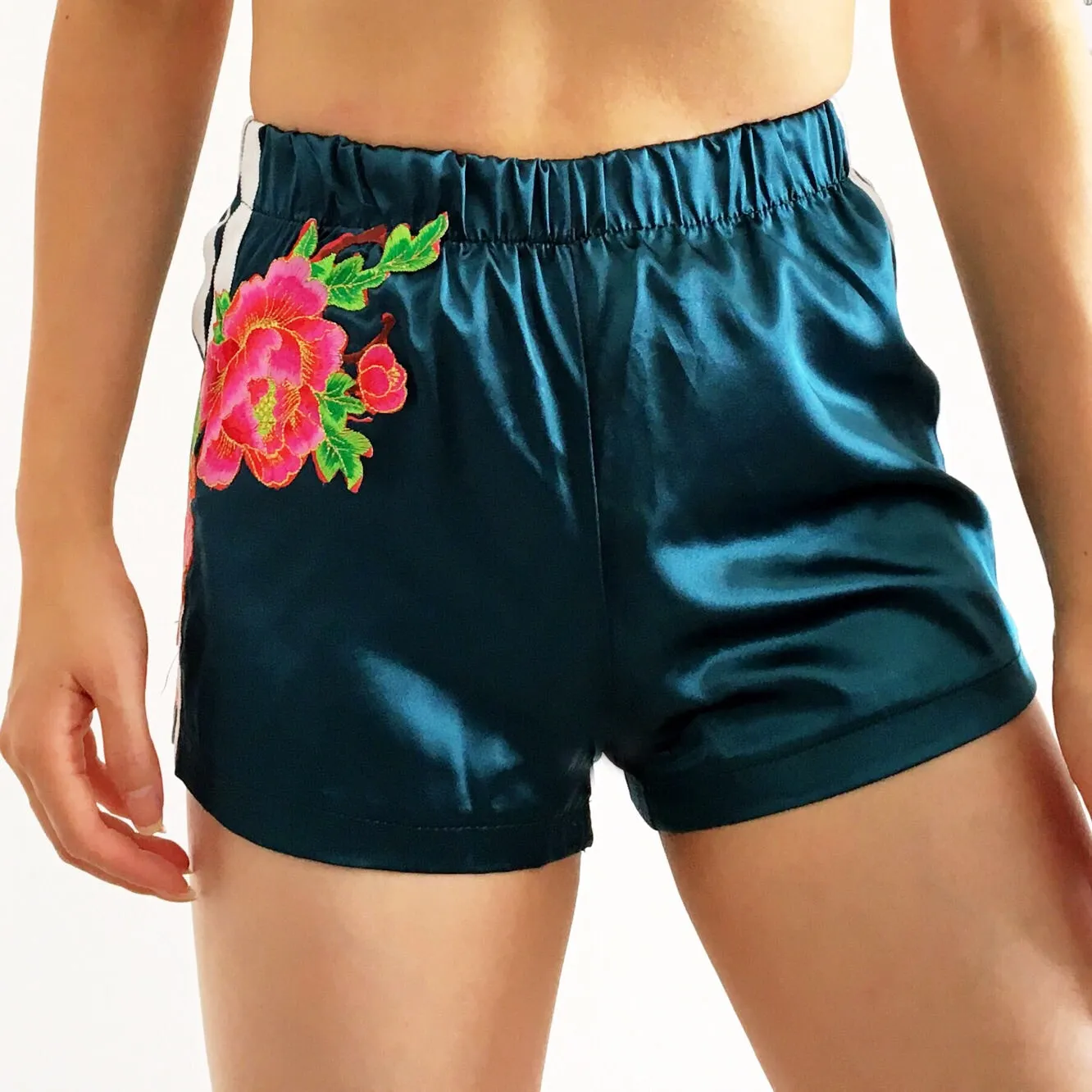 FLORAL SILKY SPORTY SHORTS