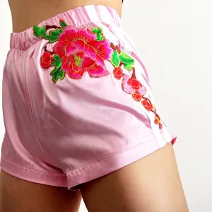 FLORAL SILKY SPORTY SHORTS