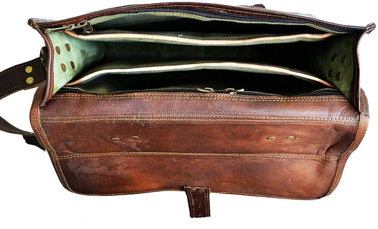 Genuine Leather Multi-Compartment Laptop Sleeves & Messenger Bag