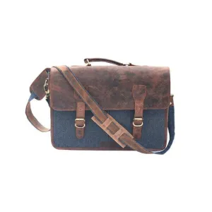 Handmade Buffalo Canvas Leather Messenger Laptop Bag For Unisex