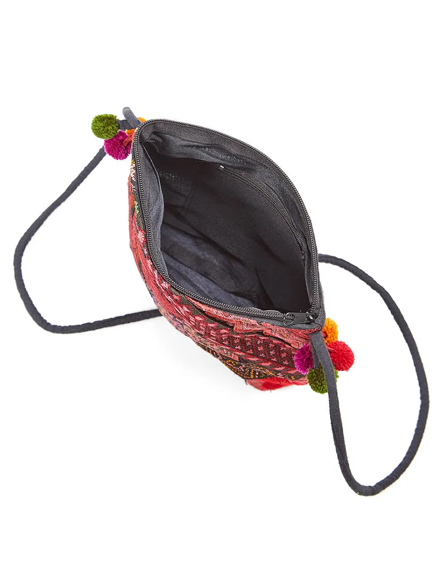 Hmong Mini Messenger Bag With Pom Pom