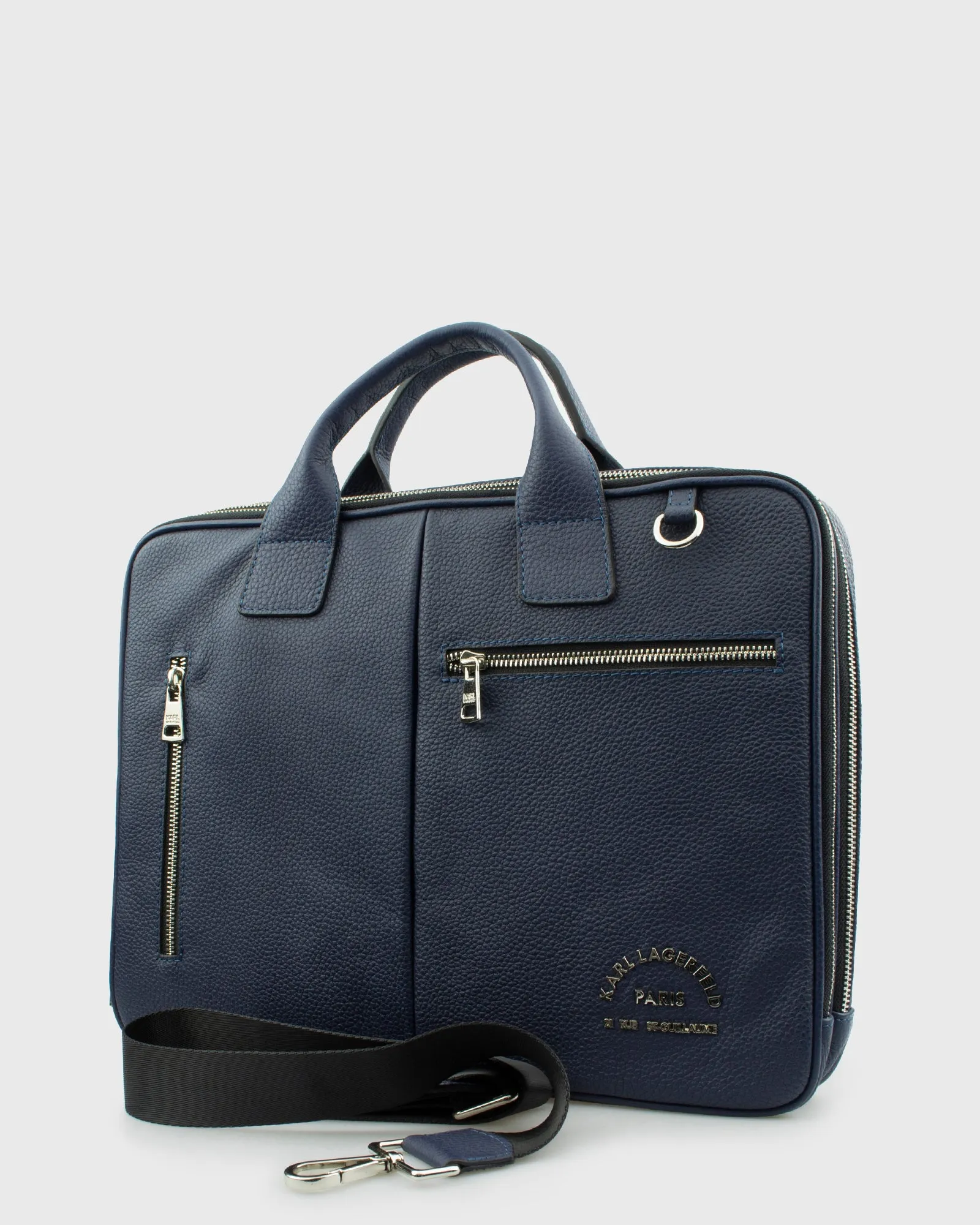 KARL LAGERFELD 8159025-660 CALF LEATHER NAVY LAPTOP BAG