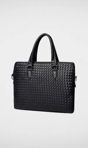 Leather Laptop Bag- (Black)