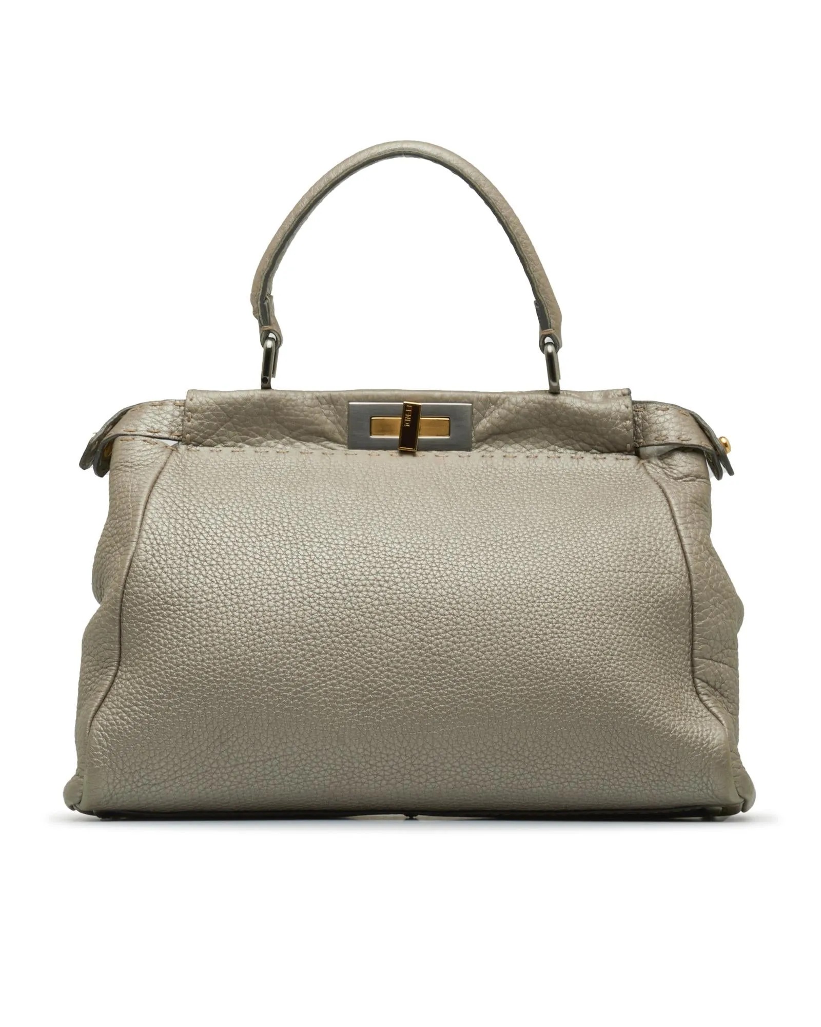 Leather Twist-Lock Peekaboo Handbag