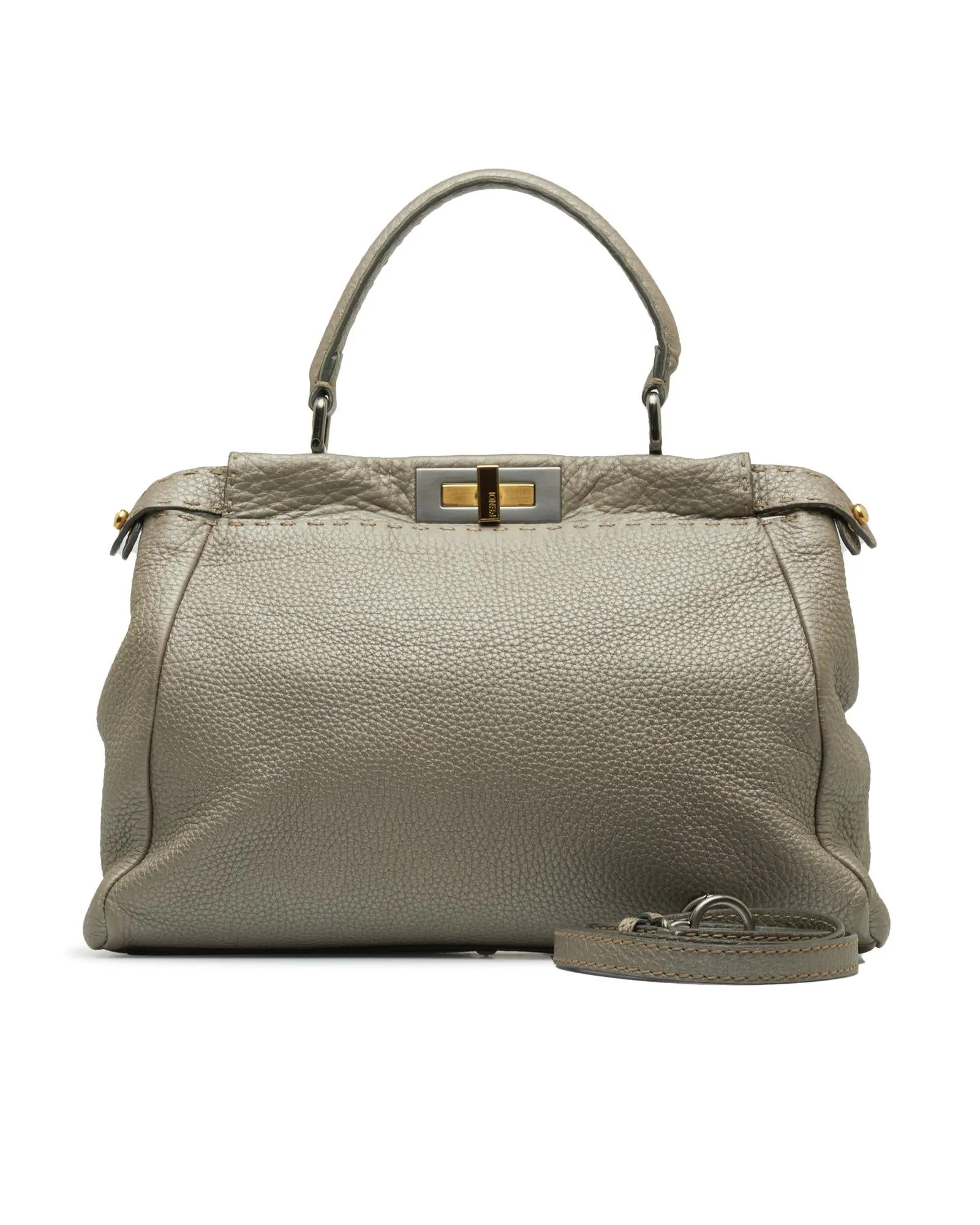 Leather Twist-Lock Peekaboo Handbag