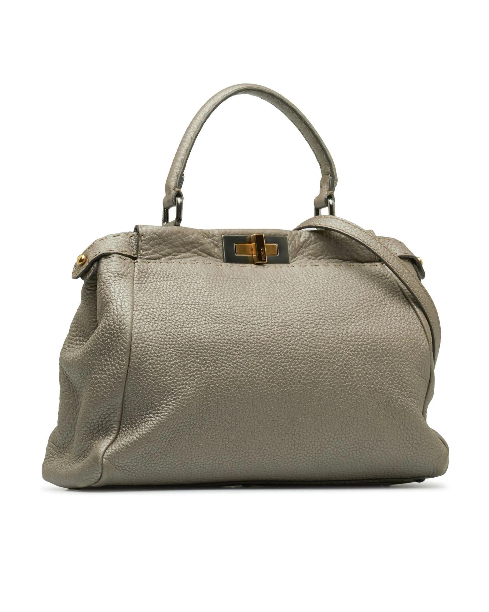 Leather Twist-Lock Peekaboo Handbag