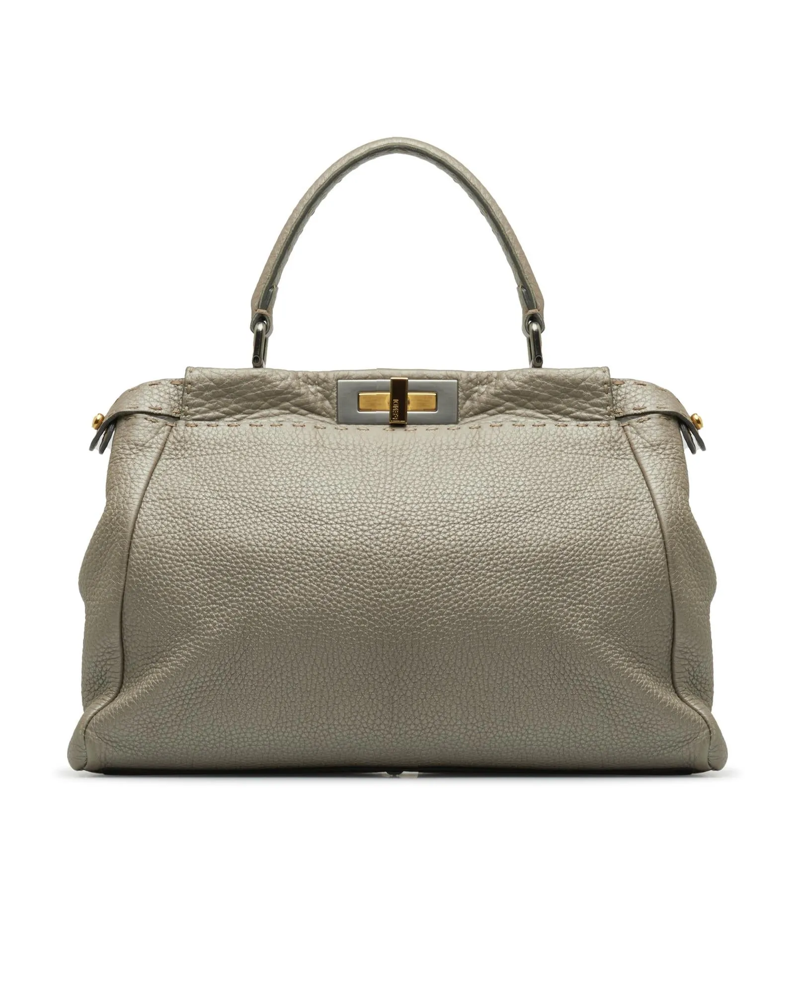 Leather Twist-Lock Peekaboo Handbag