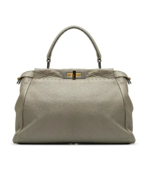 Leather Twist-Lock Peekaboo Handbag