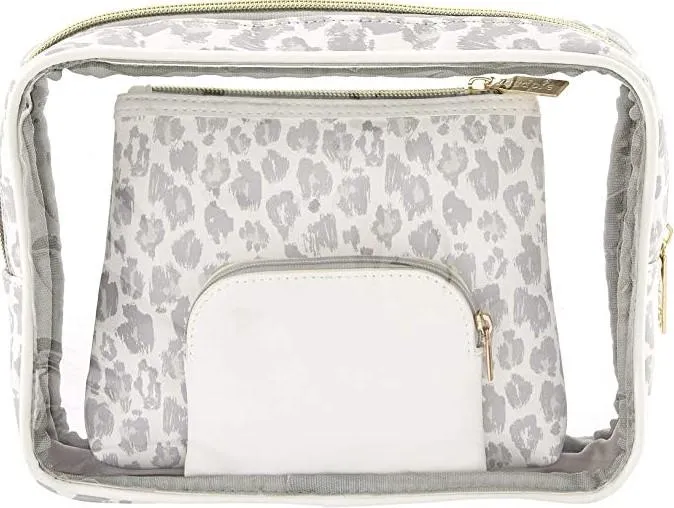 LEOPARD NESTING POUCHES GRAY