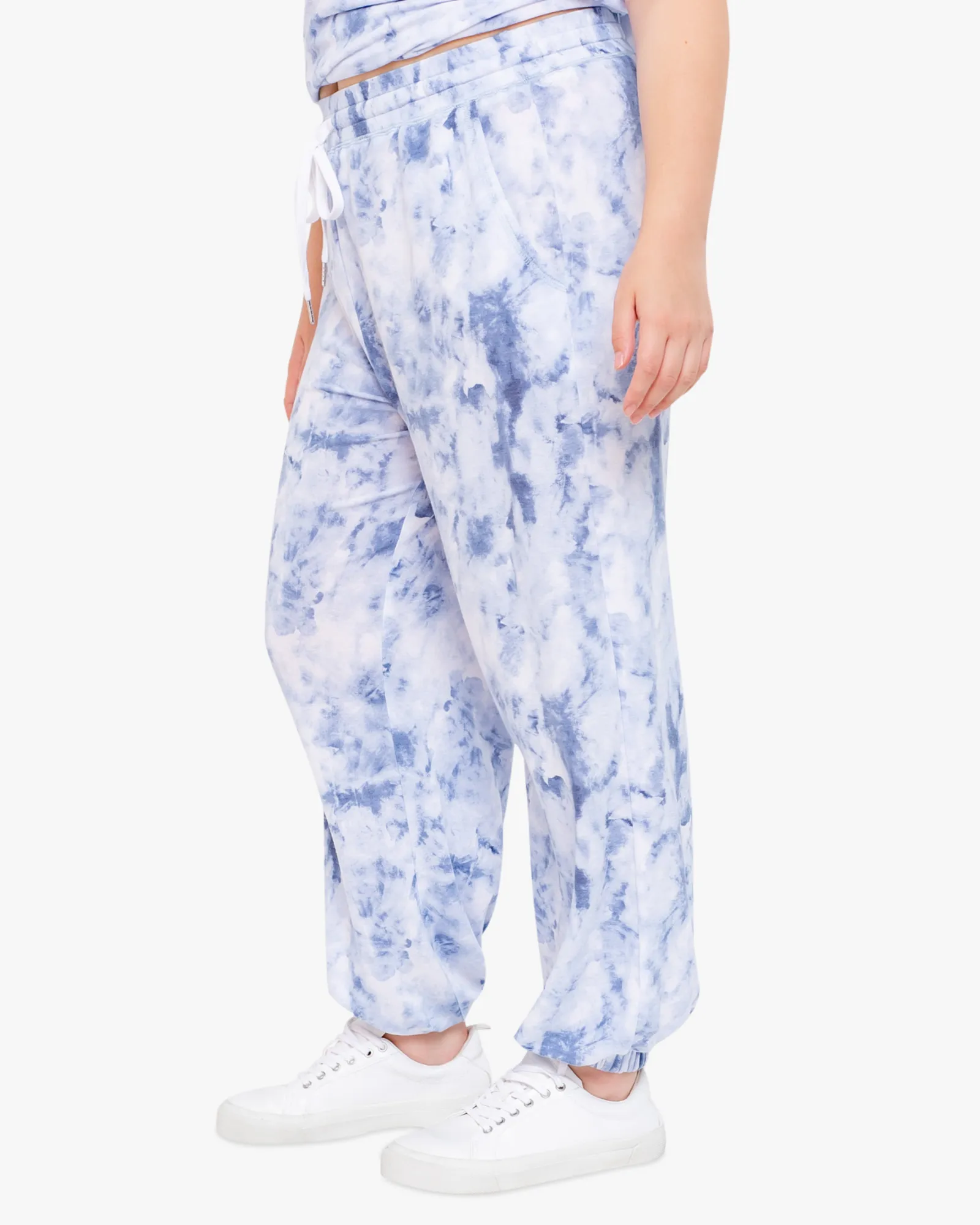 Louisa Drawstring Jogger | White / Navy