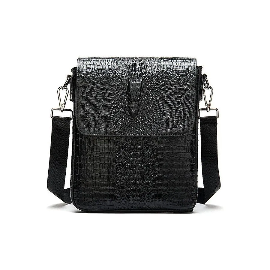 Luxury CrocLeather Flap Zipper Crossbody Messenger Bag