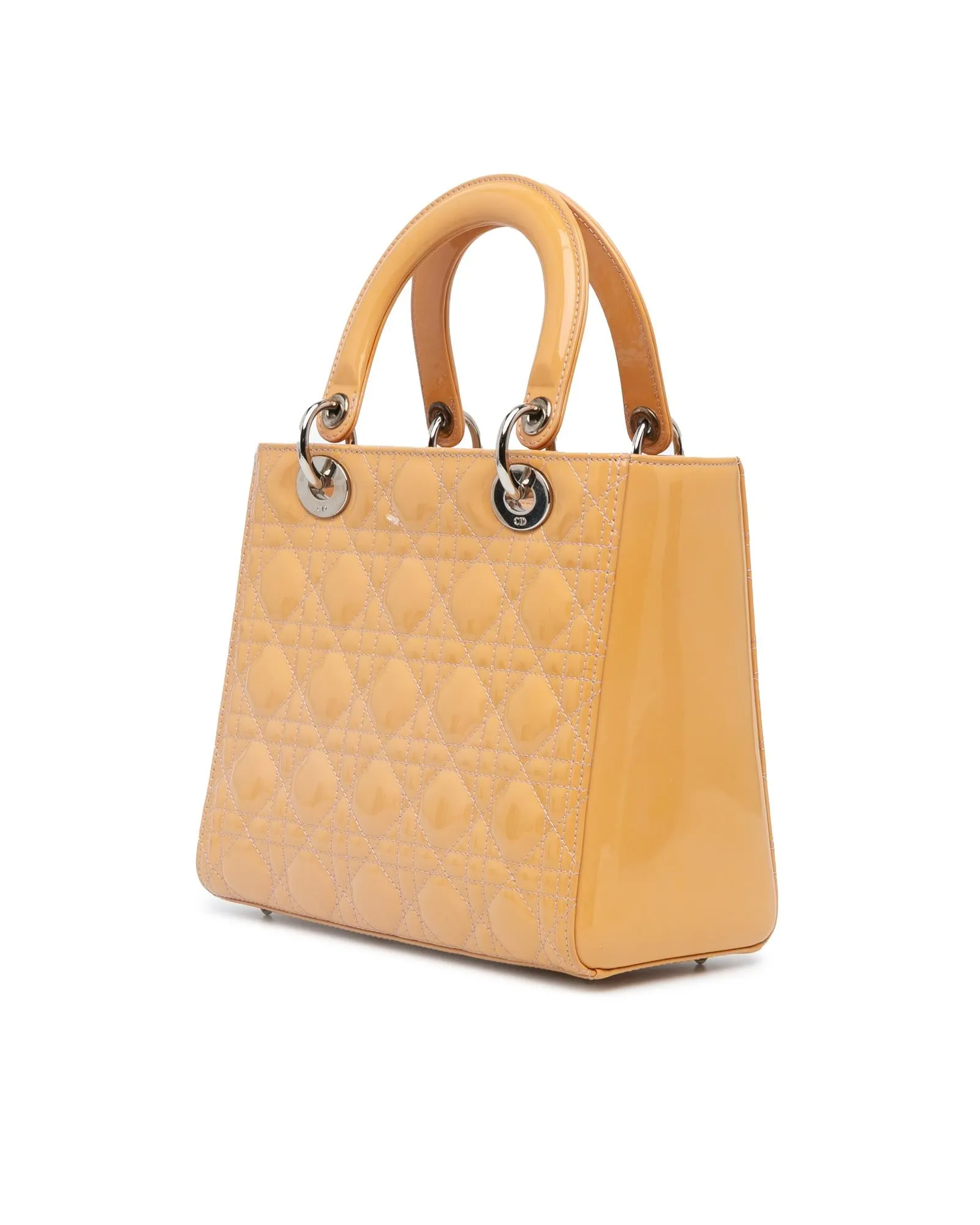 Medium Patent Quilted Leather Handbag with Detachable Strap